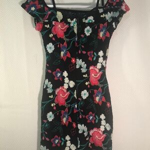 GUESS Women Floral Embroidered Black Dress Zize 0